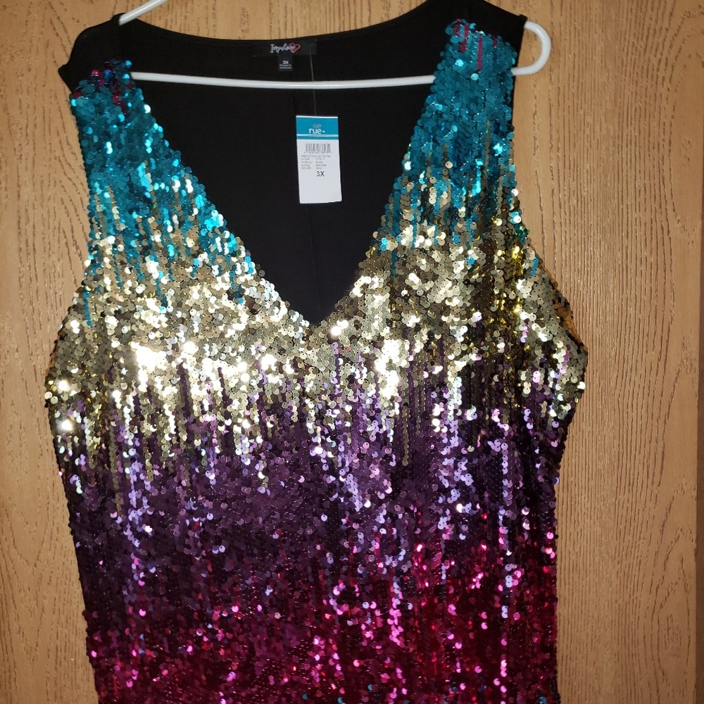 Rainbow sequin tank